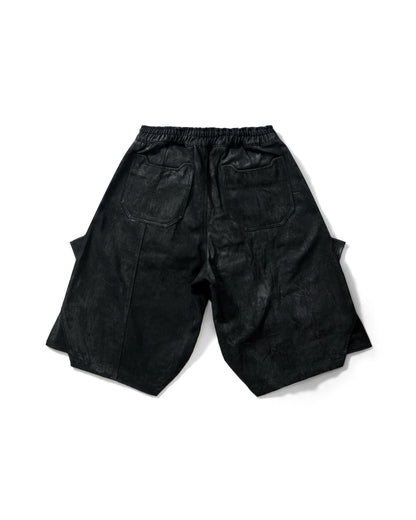 SHADOW WAX LEATHER SHORTS