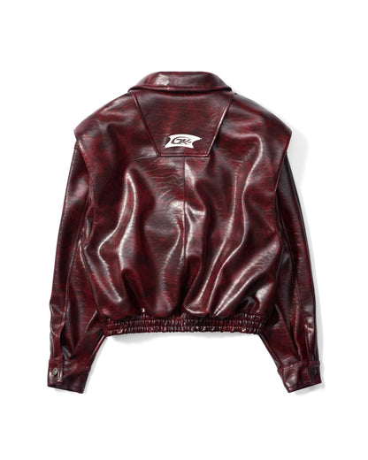 OVERSIZED LEATHER BOMBER JACKET (RED)