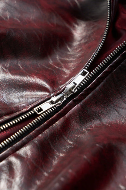 OVERSIZED LEATHER BOMBER JACKET (RED)