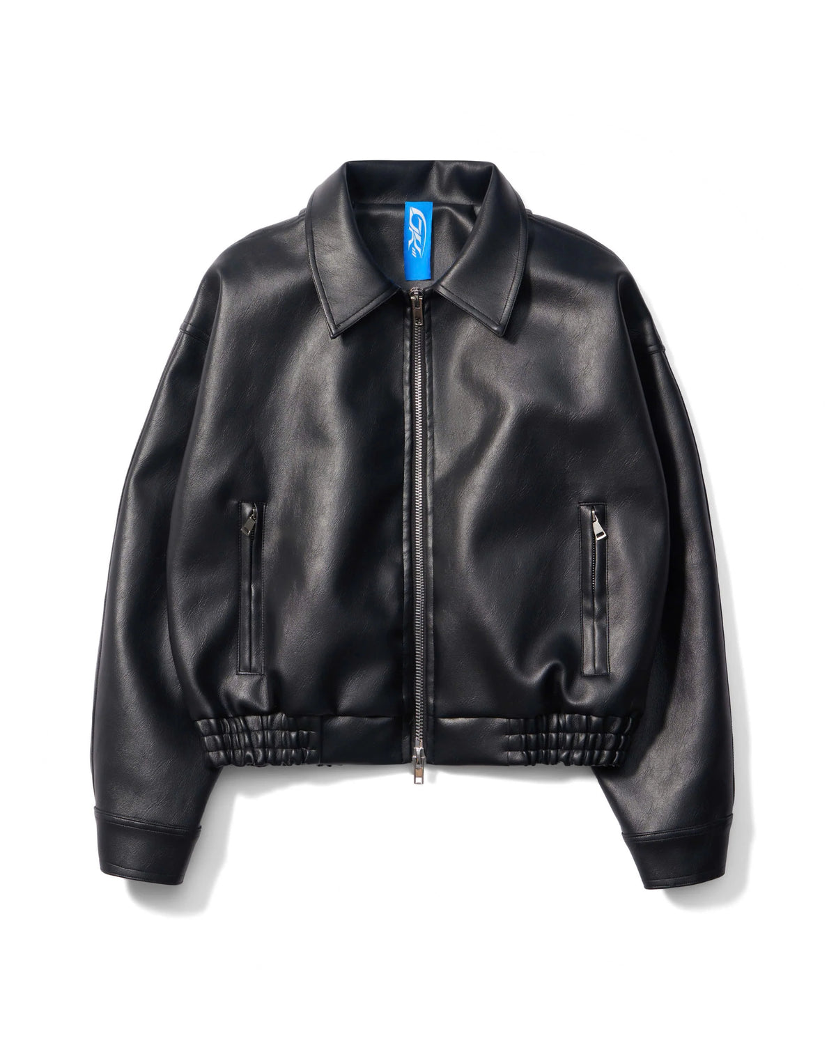 OVERSIZED LEATHER BOMBER JACKET (BLACK)