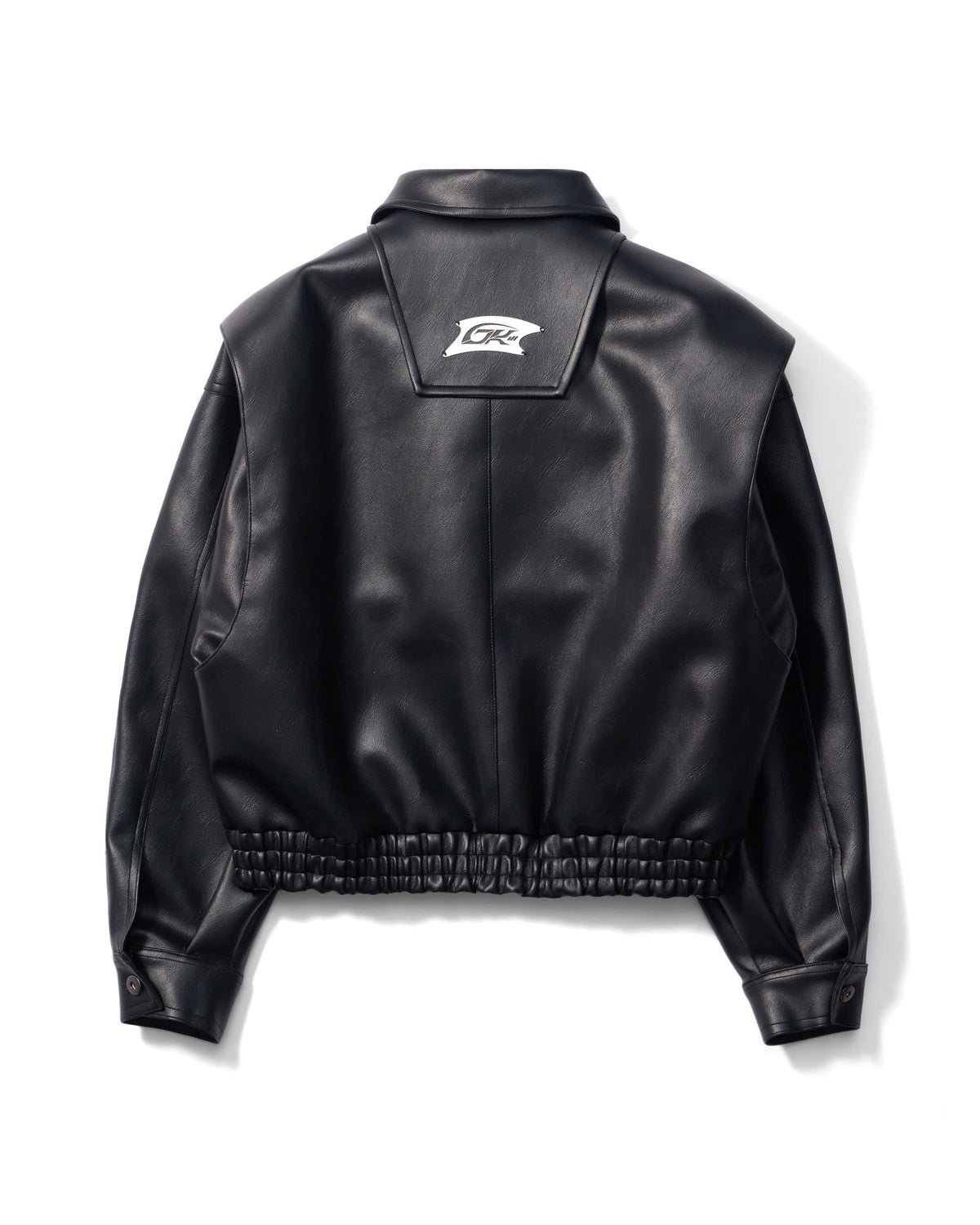 OVERSIZED LEATHER BOMBER JACKET (BLACK)