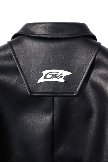 OVERSIZED LEATHER BOMBER JACKET (BLACK)
