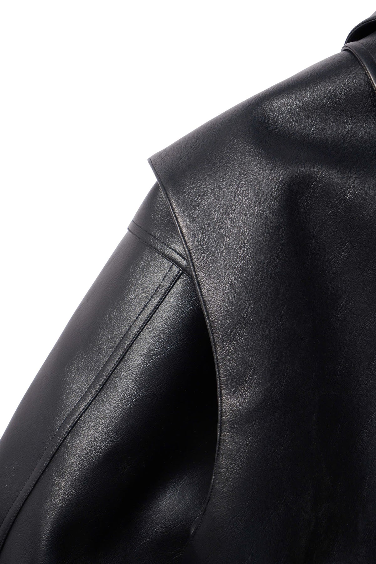OVERSIZED LEATHER BOMBER JACKET (BLACK)