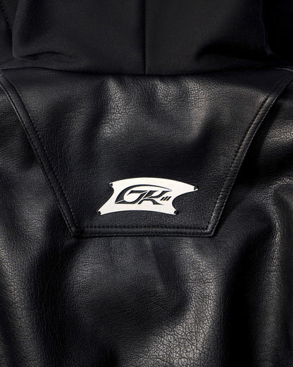 OVERSIZED HOODED LEATHER BOMBER JACKET
