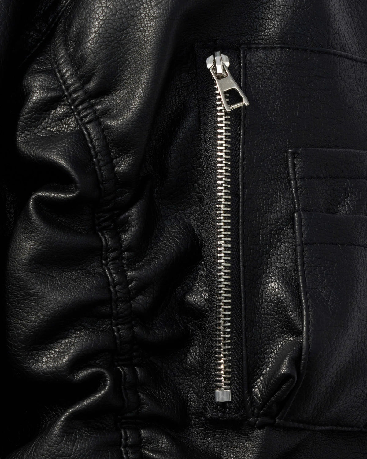 OVERSIZED HOODED LEATHER BOMBER JACKET